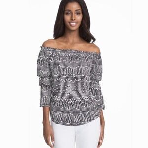 White House Black Market Striped Off The Shoulder Blouse Medium